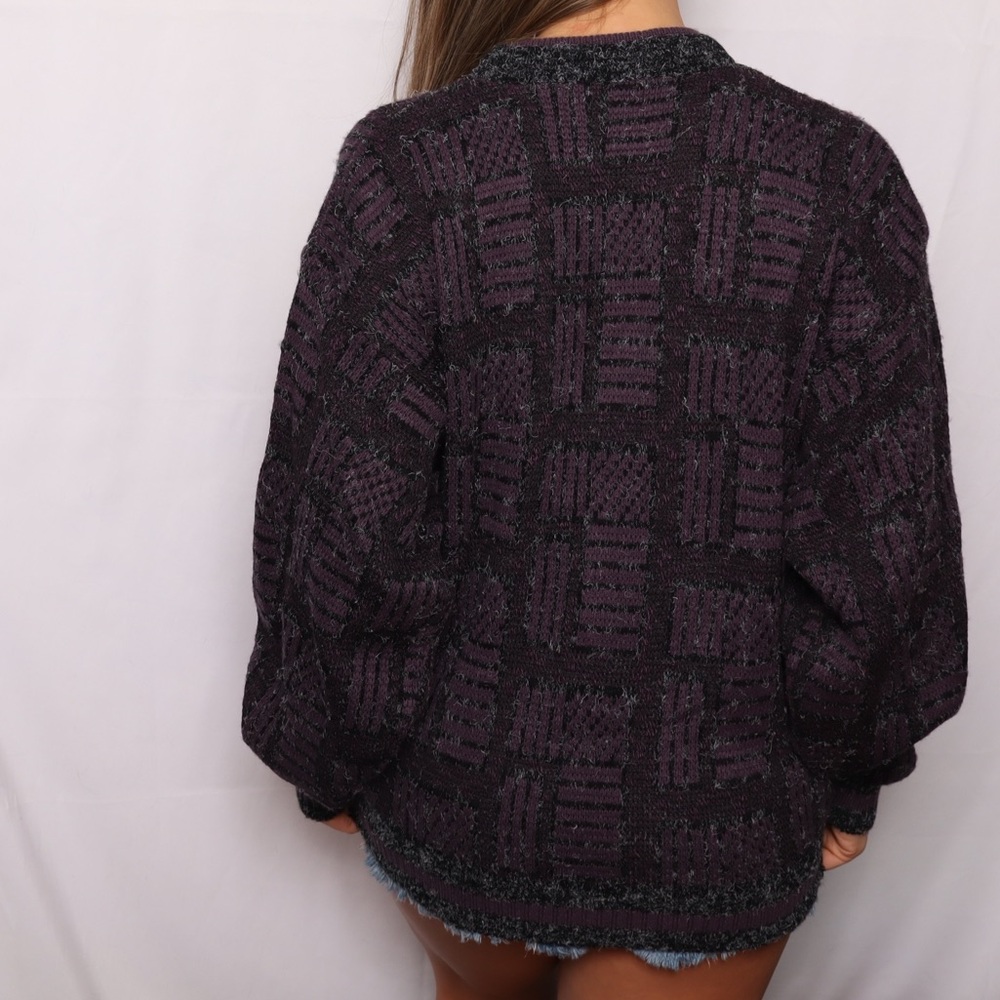 Vintage 80s Purple Patterned Sweater - Picture 5 of 5